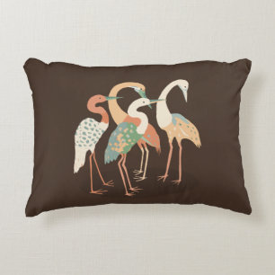 Neutral Colour Pop Art Cranes Decorative Cushion