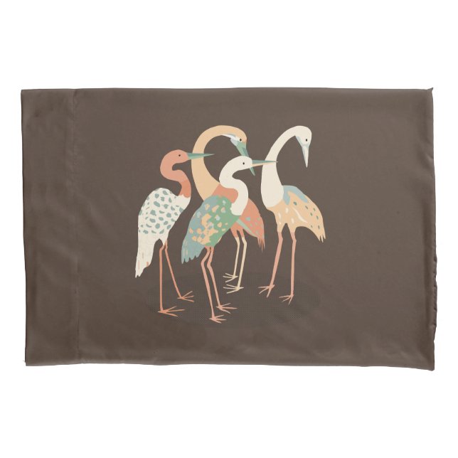 Neutral Colour Pop Art Cranes   Pillowcase (Front)
