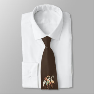 Neutral Colour Pop Art Cranes   Tie