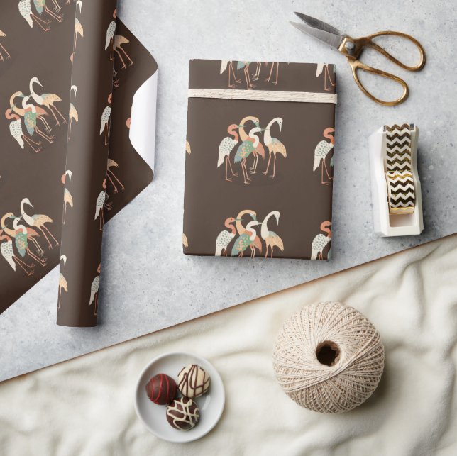 Neutral Colour Pop Art Cranes   Wrapping Paper (Crafts)