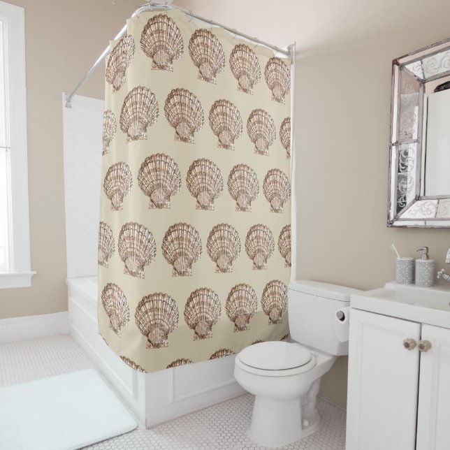 Neutral Colour Seashell Shower Curtain (In Situ)