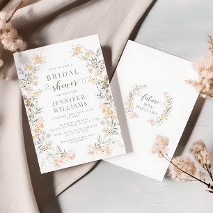 Neutral Colour Wildflower Wreath Bridal Shower Invitation