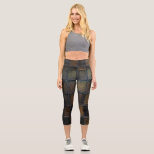 Neutral Coloured Block Corduroy Look Capri Leggings