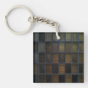Neutral Coloured Block Corduroy Look Key Ring
