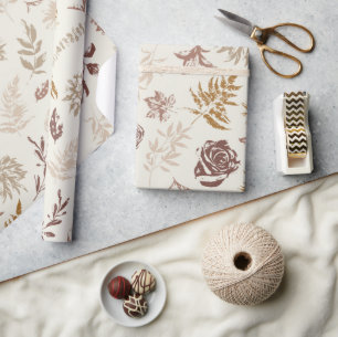 Neutral Coloured Floral Print Pattern Wrapping Pap Wrapping Paper