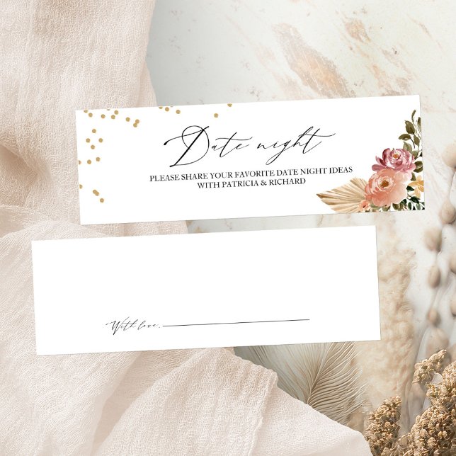 Neutral Colours Boho Bridal Shower Date Night Card (Creator Uploaded)