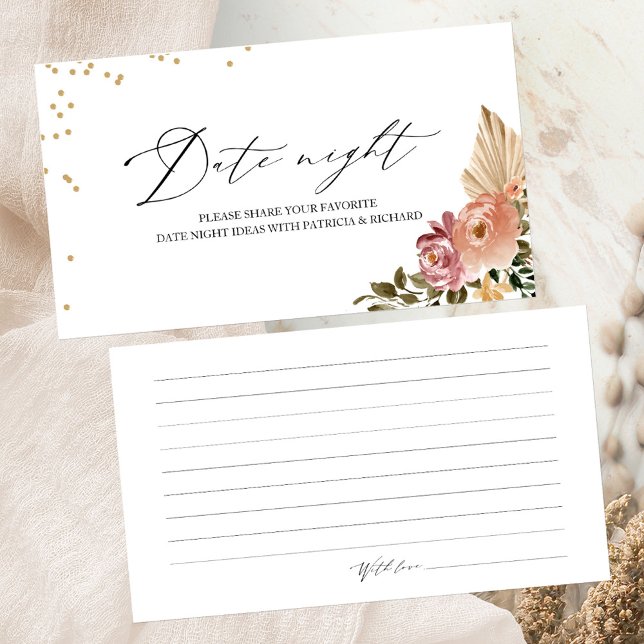Neutral Colours Boho Floral Date Night Cards (Creator Uploaded)