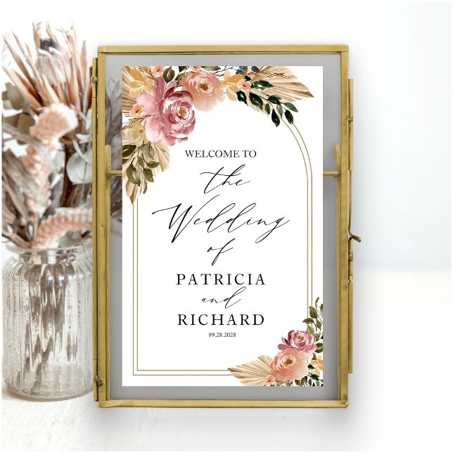 Neutral Colours Boho Floral Wedding Welcome  Poster (Creator Uploaded)
