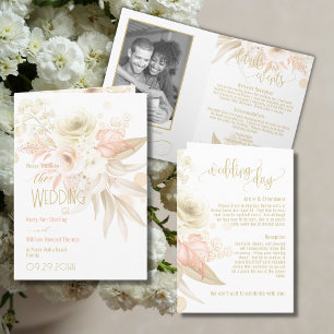 Neutral Colours Elegant Folded Wedding Invitation