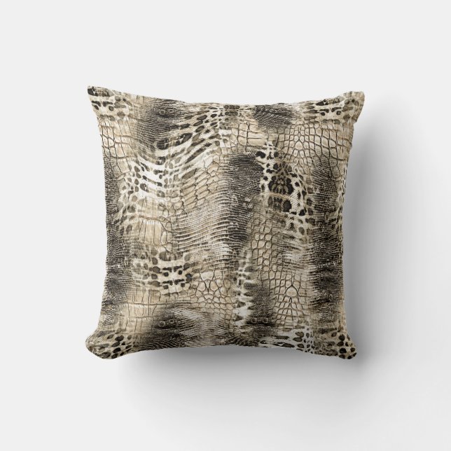 Neutral Colours Exotic Snakeskin Animal Print Cushion (Front)