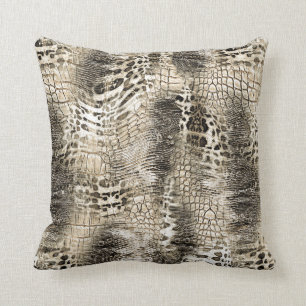Neutral Colours Exotic Snakeskin Animal Print Cushion