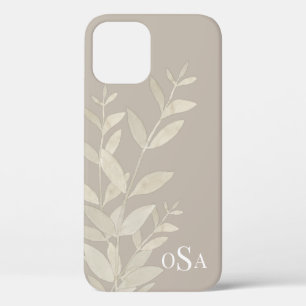 Neutral Colours Monogram Leaves Modern iPhone 12 Pro Case