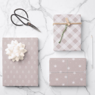 Neutral   Coordinating Holiday Pattern Wrapping Paper Sheet