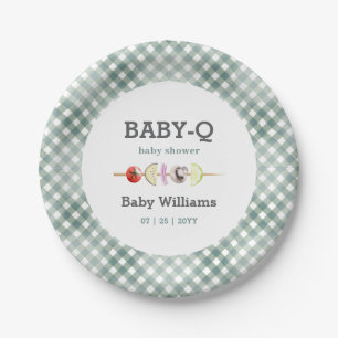 Neutral Couples Baby Q Barbecue Baby Shower Paper Plate