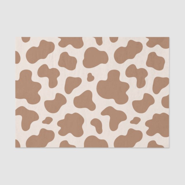 Neutral Cow Print Western Cowboy Beige Brown Tissue Paper (Front)