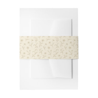 Neutral Cream Dainty Flower Botanical Print Invitation Belly Band