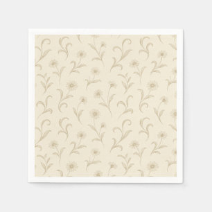 Neutral Cream Dainty Flower Botanical Print  Napkin