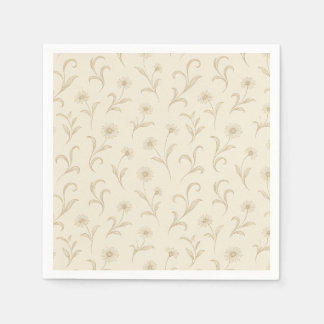 Neutral Cream Dainty Flower Botanical Print Napkin