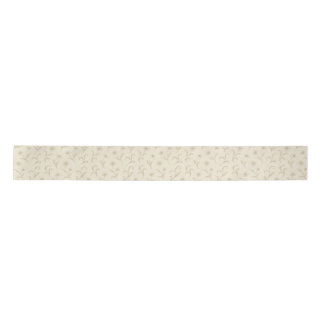 Neutral Cream Dainty Flower Botanical Print  Satin Ribbon