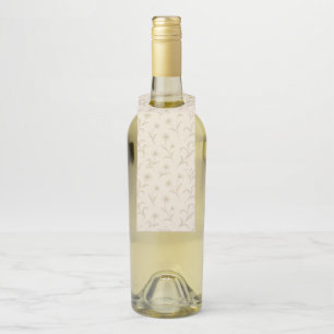 Neutral Cream Elegant Floral Botanical Wine  Bottle Tag