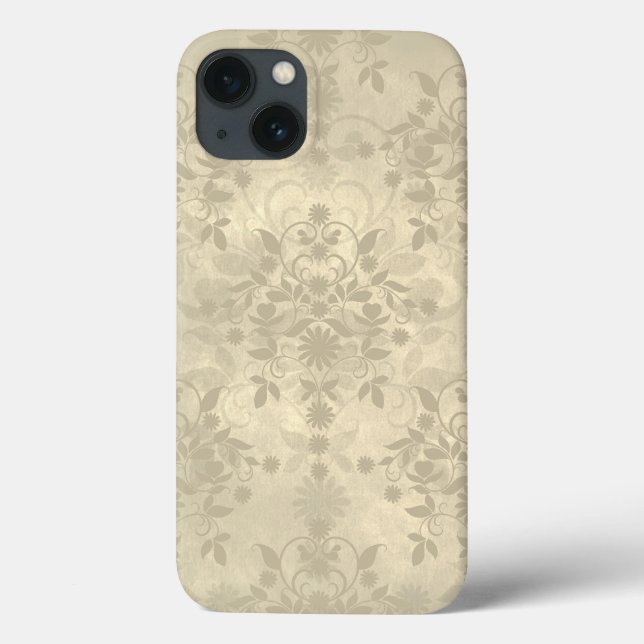 Neutral Cream Tan Double Damask Pattern Case-Mate iPhone Case (Back)