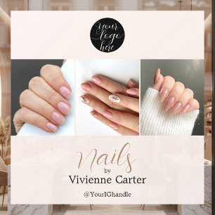 Neutral Cream Tan Script Logo Photo Nail Salon
