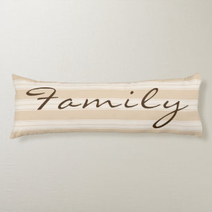 Neutral Cream & Tan Stripes Brown Family Name Body Cushion