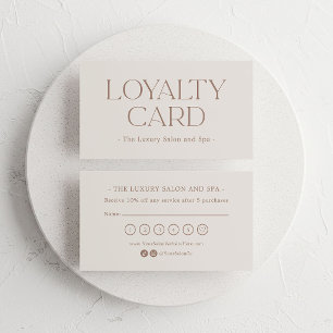 Neutral Creamy White and Taupe Upscale Customer Loyalty Card