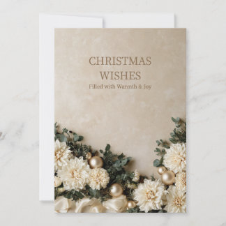 Neutral Dahlia Elegant Christmas Wishes Card