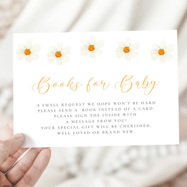 Neutral Daisy Baby Shower Books for Baby Card (Creator Uploaded)