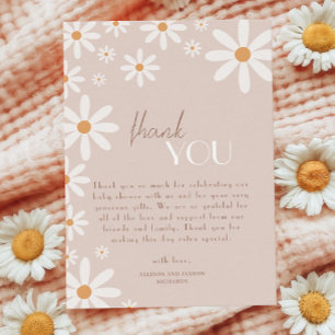 Neutral Daisy Baby Shower Floral Thank You Card