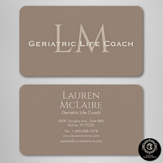 Neutral Dark Taupe Monogram Business Card