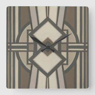 Neutral Deco Panel I Square Wall Clock