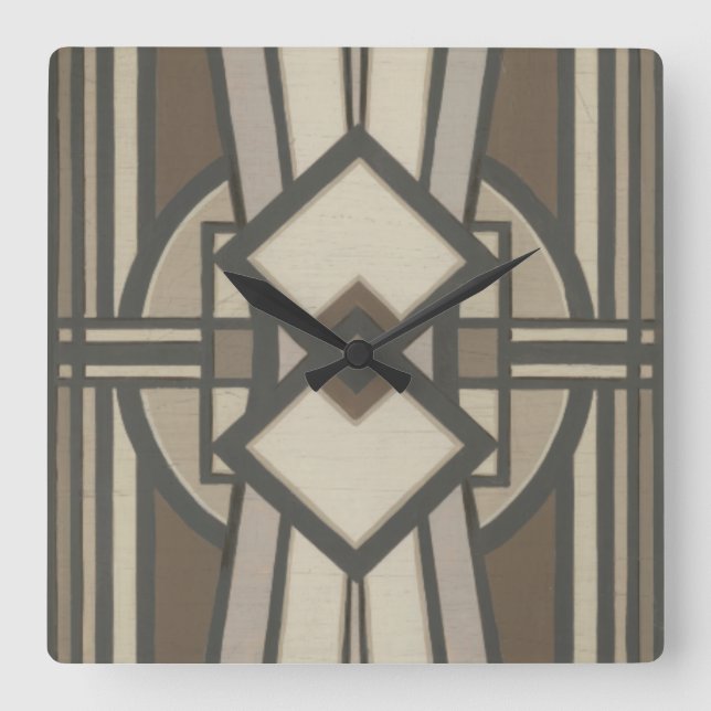 Neutral Deco Panel I Square Wall Clock (Front)