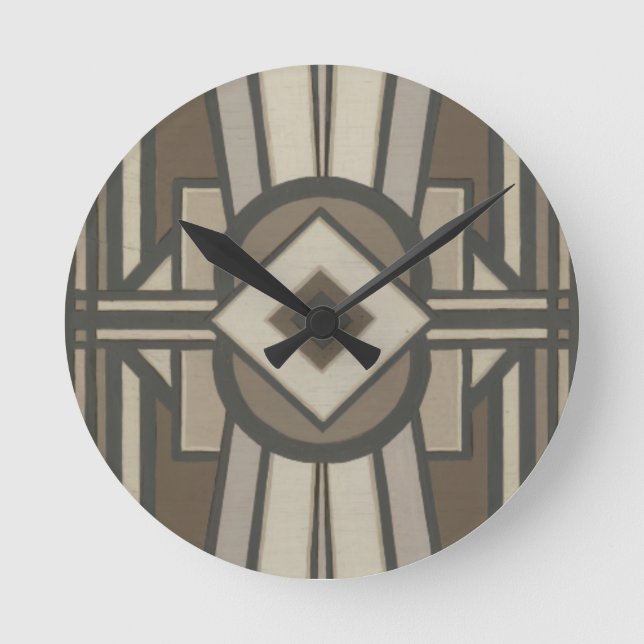 Neutral Deco Panel II Round Clock (Front)