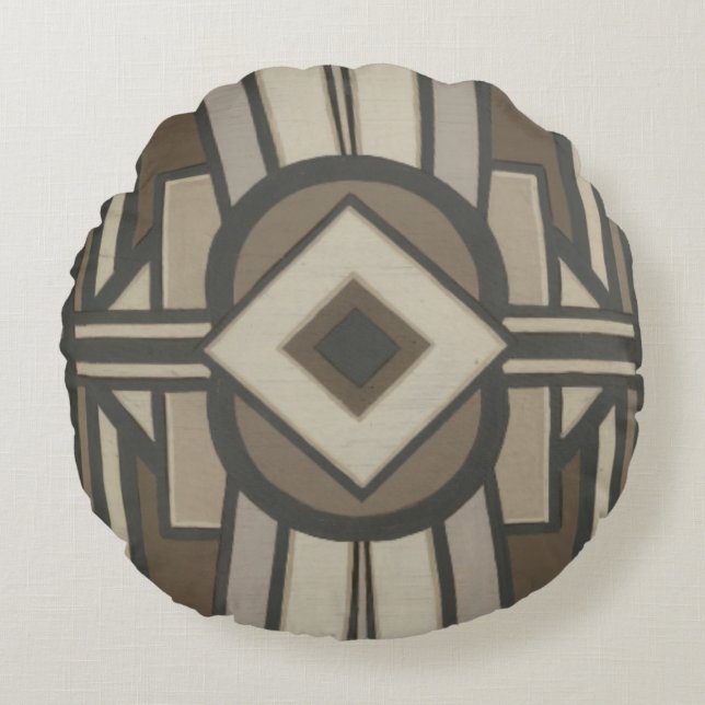 Neutral Deco Panel II Round Cushion (Front)
