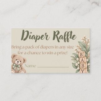 Neutral Diaper Raffle Card | Baby Shower