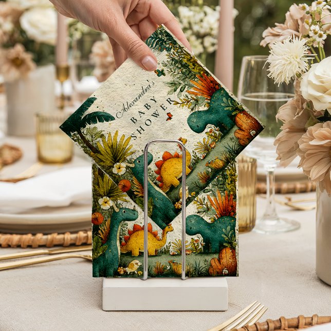Neutral Dinosaur Baby Shower Napkin (Creator Uploaded)