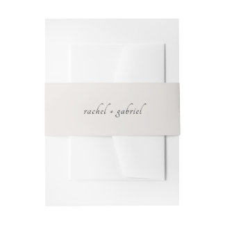 Neutral Dove Grey | Chic Simple Script Wedding  Invitation Belly Band