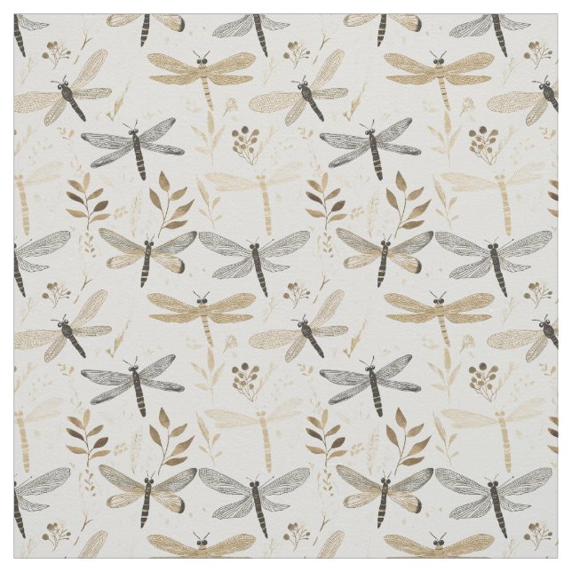 Neutral Dragonflies Fabric (Swatch)