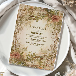 Neutral Earth Bohemian Floral Wedding Invitation