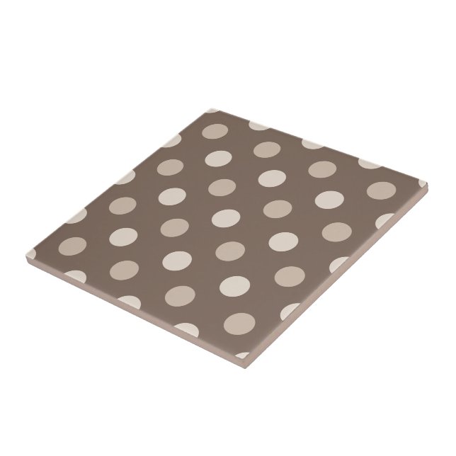 Neutral Earth Brown Polka Dots Design  Ceramic Tile (Side)