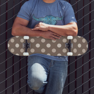 Neutral Earth Brown Polka Dots Design Skateboard