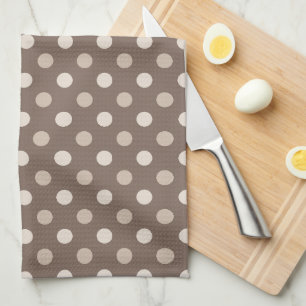 Neutral Earth Brown Polka Dots Design  Tea Towel