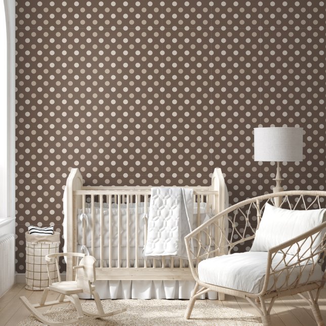 Neutral Earth Brown Polka Dots Design  Wallpaper (Kids)