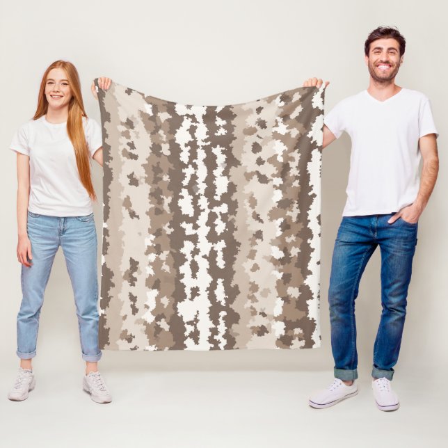 Neutral Earth Camo Irregular Abstract Design Fleece Blanket (In Situ)