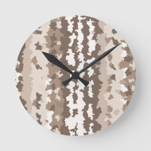 Neutral Earth Camo Irregular Abstract Design Round Clock