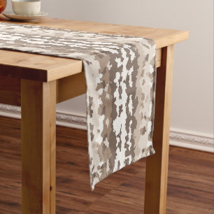 Neutral Earth Camo Irregular Abstract Design Short Table Runner