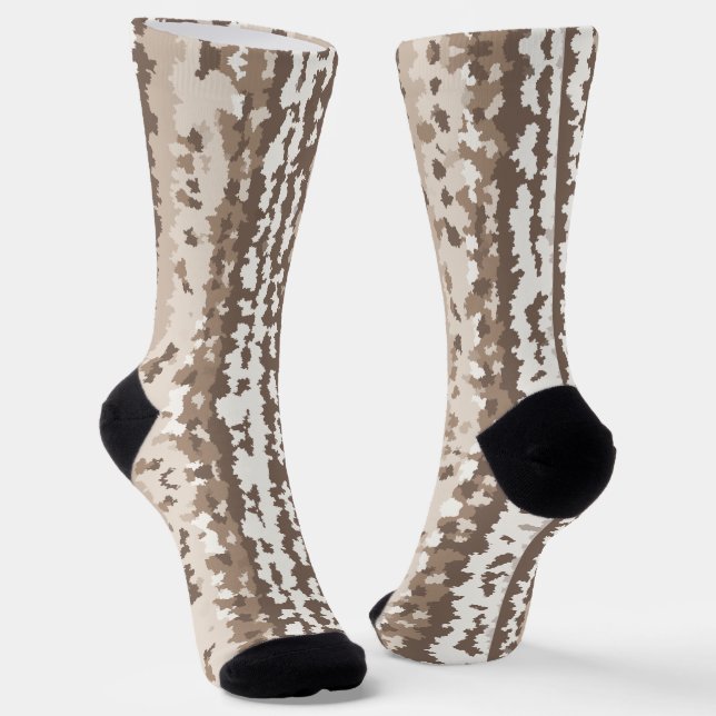 Neutral Earth Camo Irregular Abstract Design Socks (Angled)