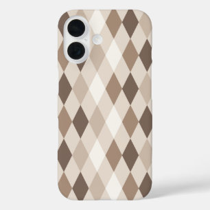 Neutral Earth Tan Harlequin Diamond iPhone 16 Case